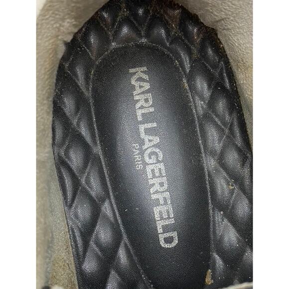 KARL LAGERFELD PARIS Men's Black-White Leather Karl Head Lace-Up Sneakers SZ 13 - Picture 5 of 12